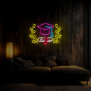 Book And Graduate Cap Neon Sign - Reels Custom