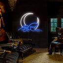 Crescent Moon Wave Japanese Neon Sign - Reels Custom