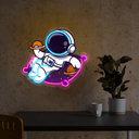 Cute Astronaut Holding Planet Artwork Led Neon Sign - Reels Custom