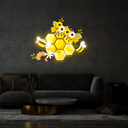 Honeycomb Bee Artwork Neon Sign - Reels Custom