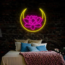 Lotus Flower And Moon Neon Sign - Reels Custom