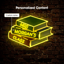 Personalized Teacher Name in Book Artwork neon sig - Reels Custom