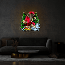 Santa Claus skateboarder skating on snow field Christmas Artwork Led Neon Sign - Reels Custom