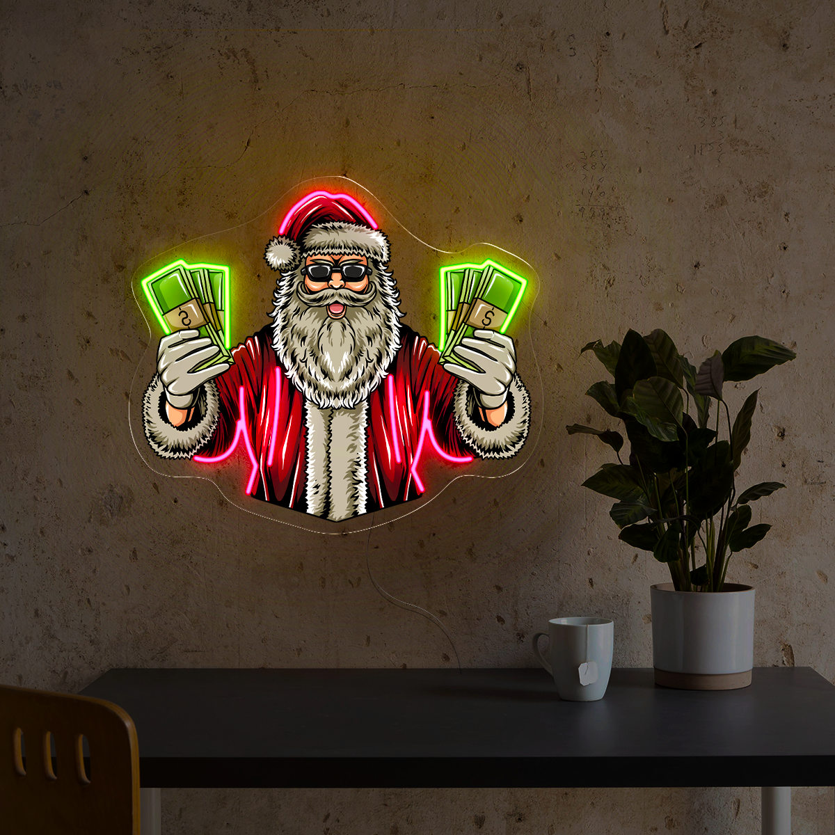 Santa Claus brought a lot of Money Artwork Neon Sign