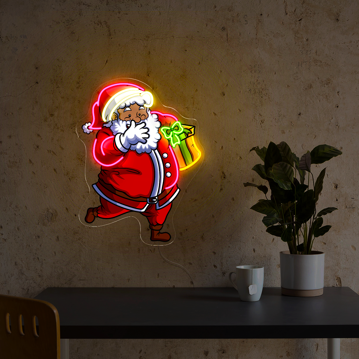 The Santa is giving the gift Esport Artwork Led Neon Sign