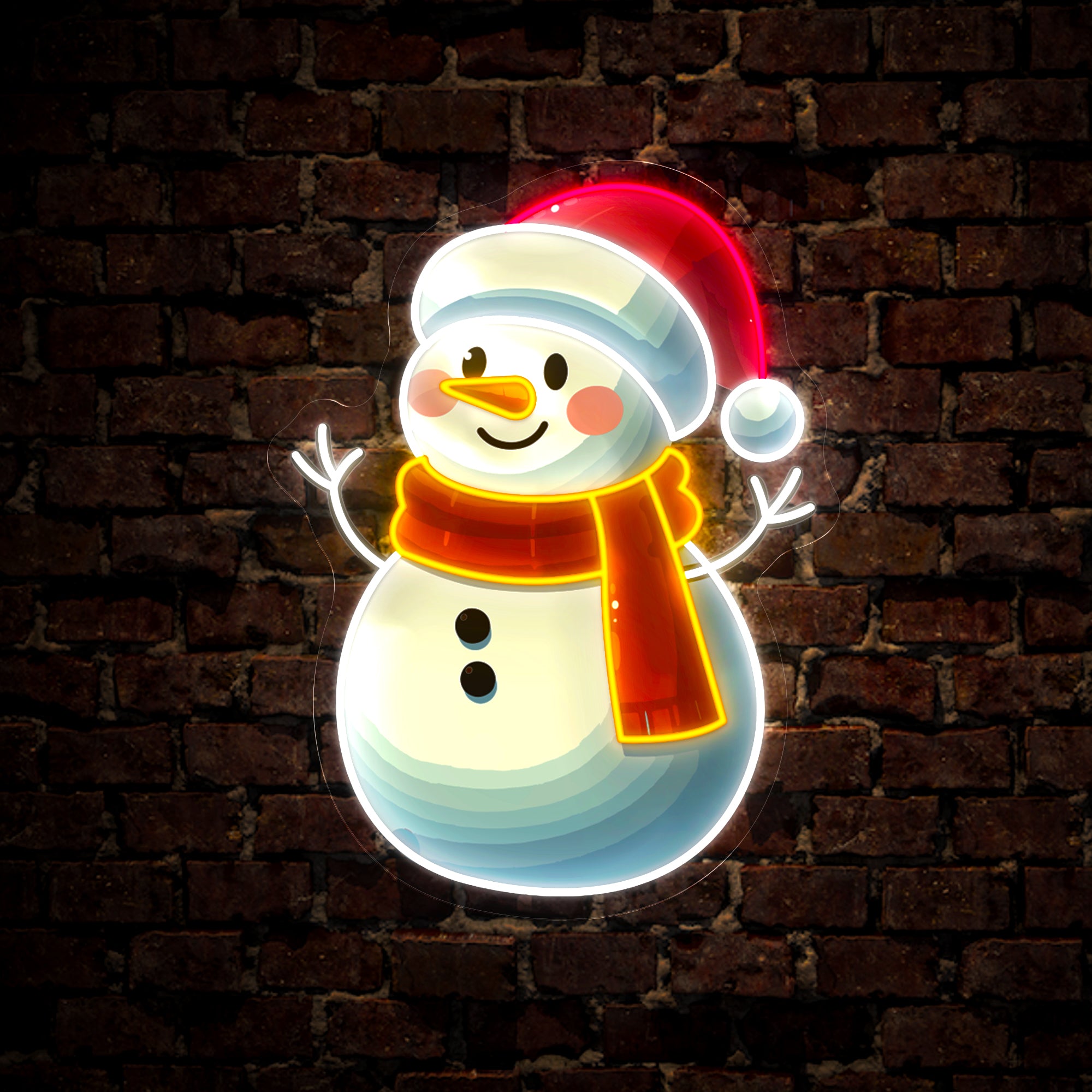 Rusty the Snowman Christmas Artwork Neon Sign