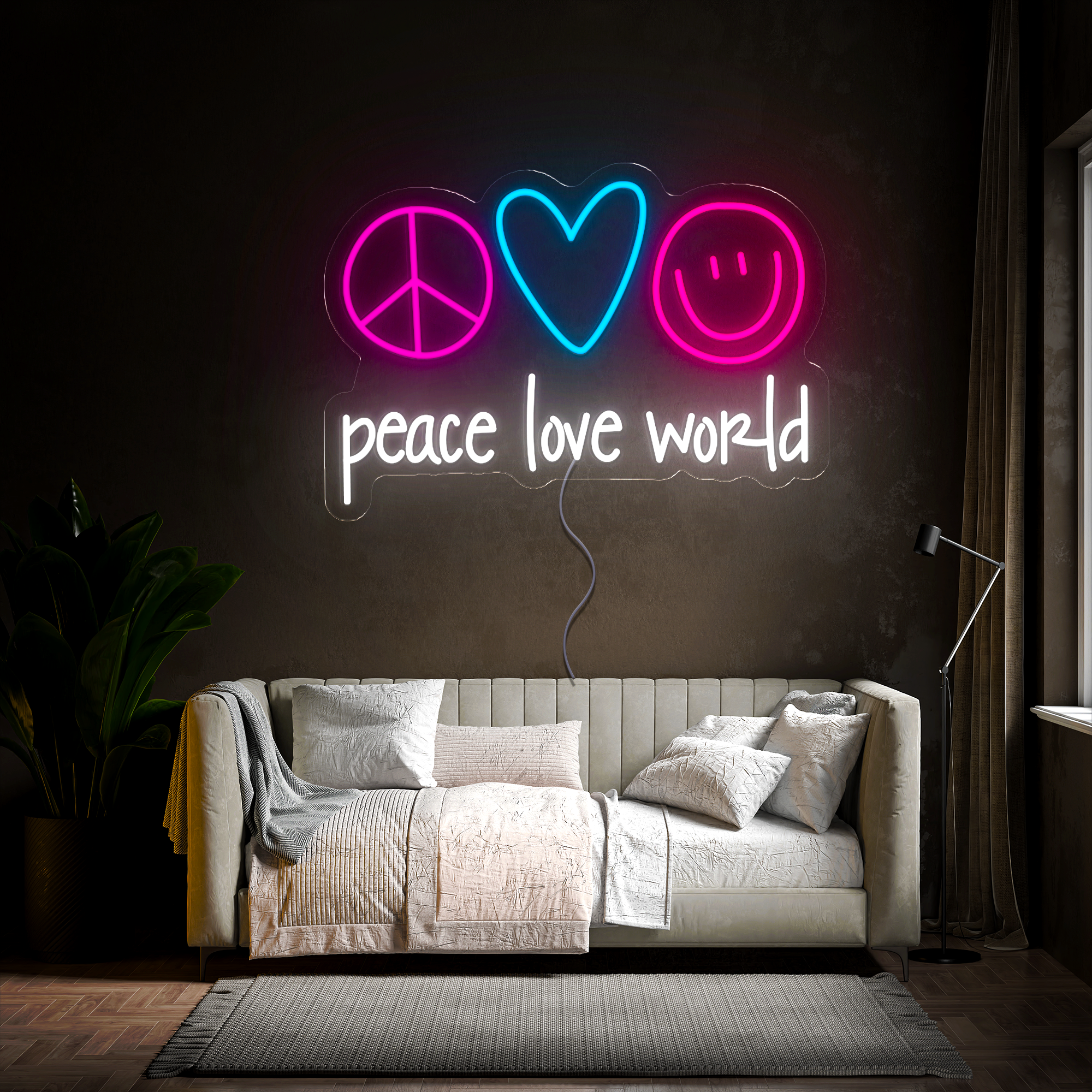 Peace Love World Led Neon Sign