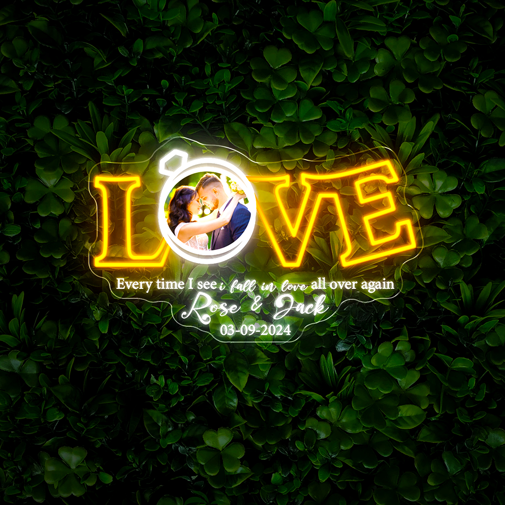 Personalized Fall In Love All Over Again Neon Sign