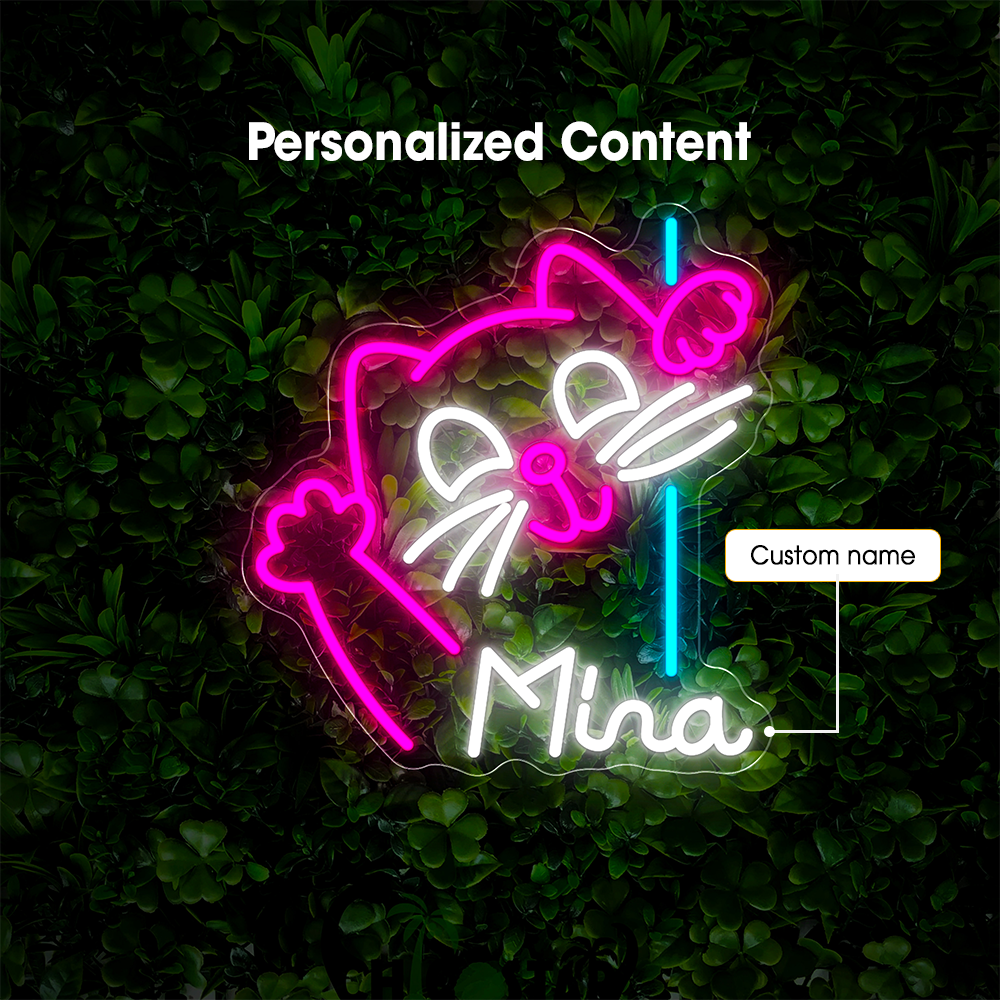 Personalized Cat's Name Hide And Seek Neon Sign