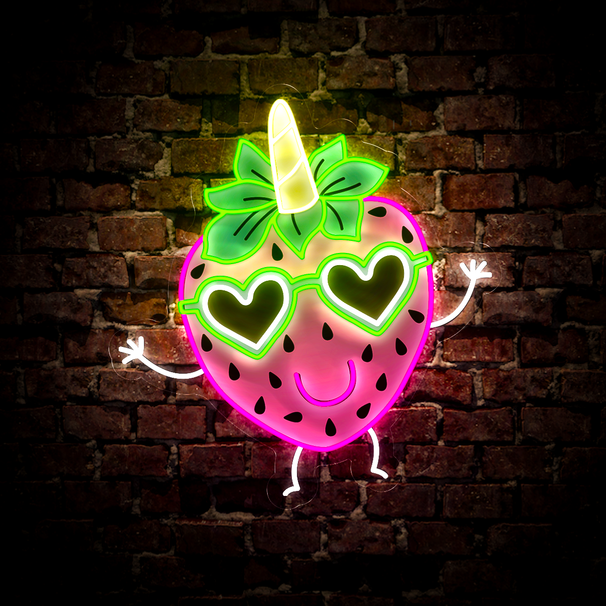 Strawberry Just Smile Artwork Led Neon Sign