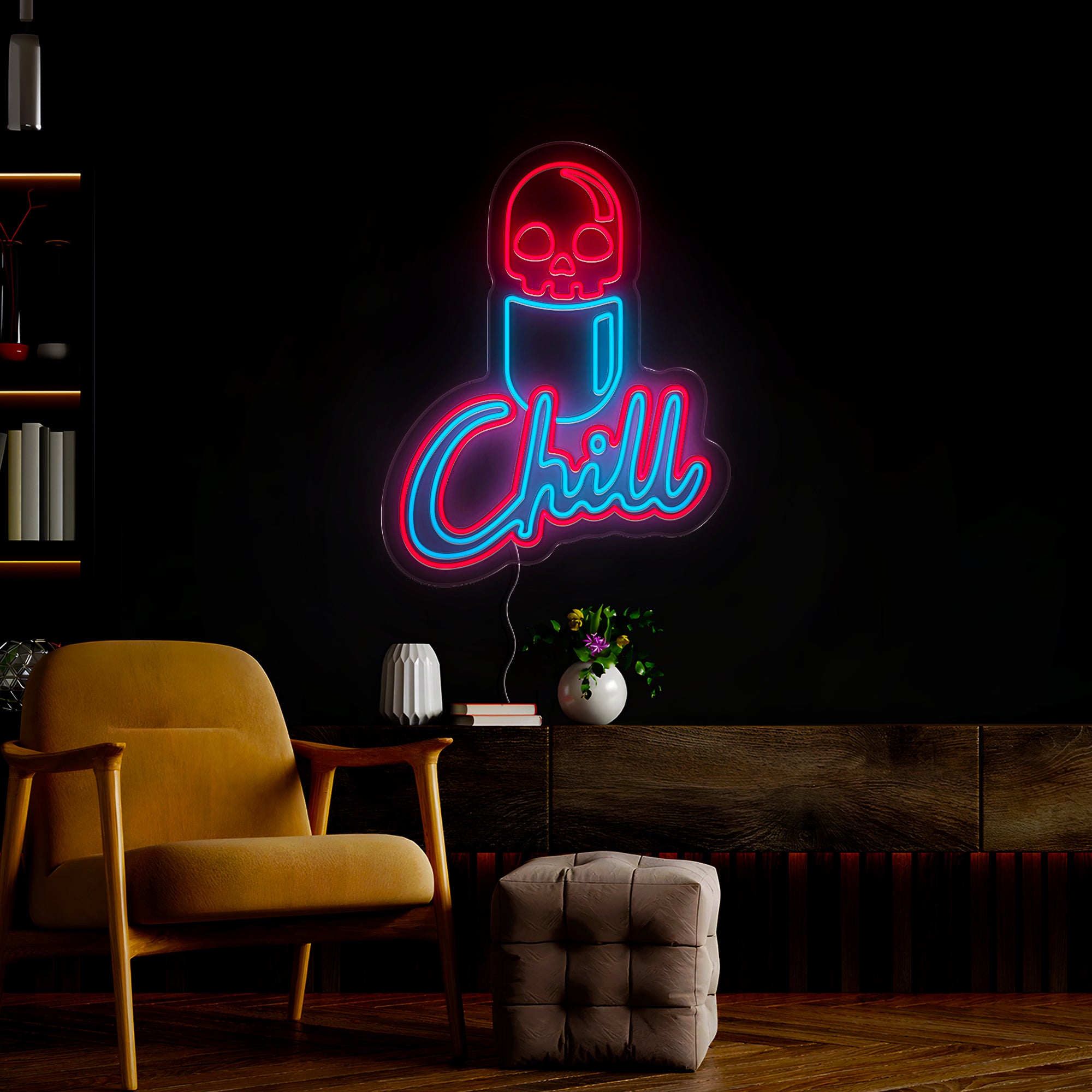 Chill Pill Skeleton Neon Sign