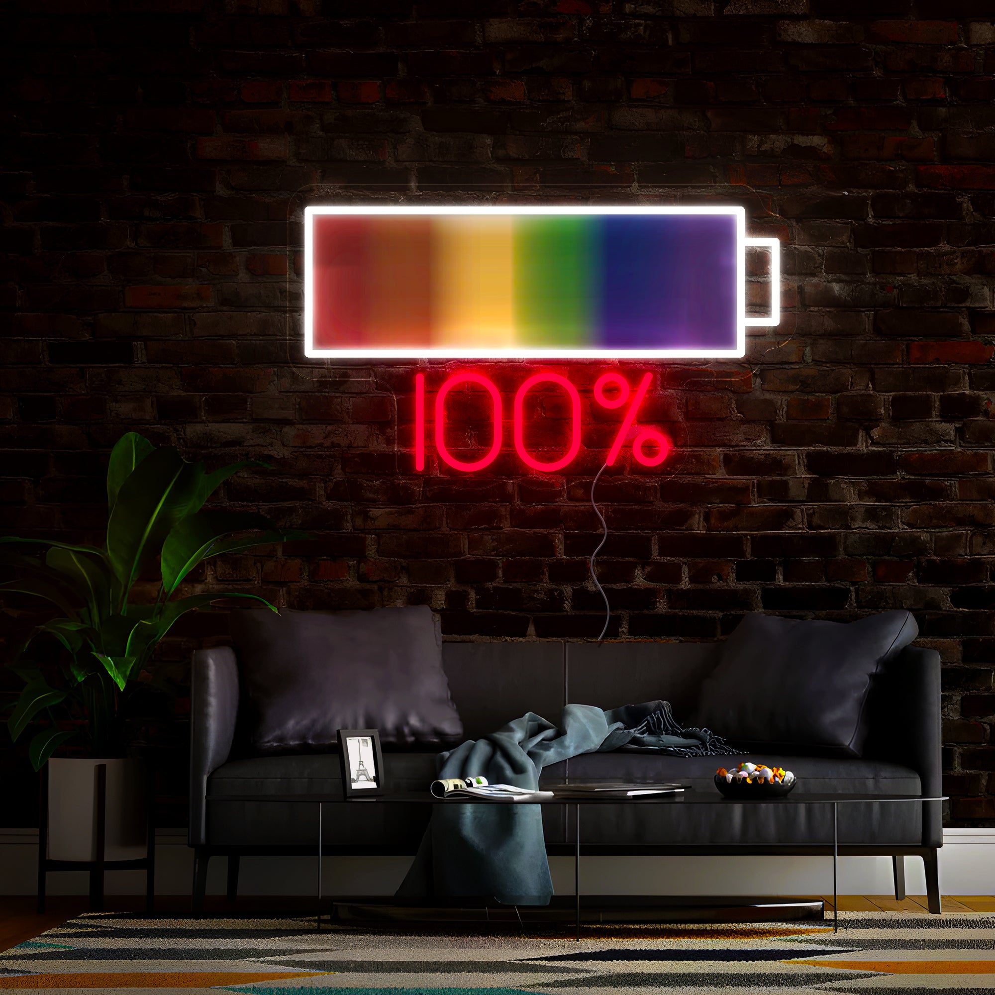 LGBTQ Rainbow Battery Artwork Led Neon Sign