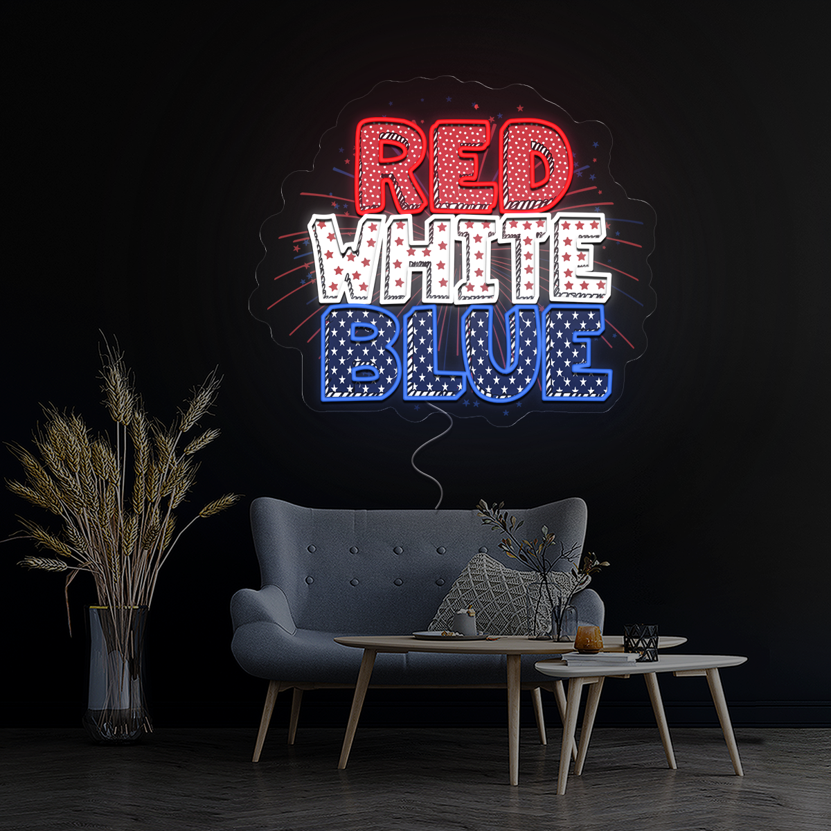 Red White Blue 4th of July Artwork Led Neon Sign