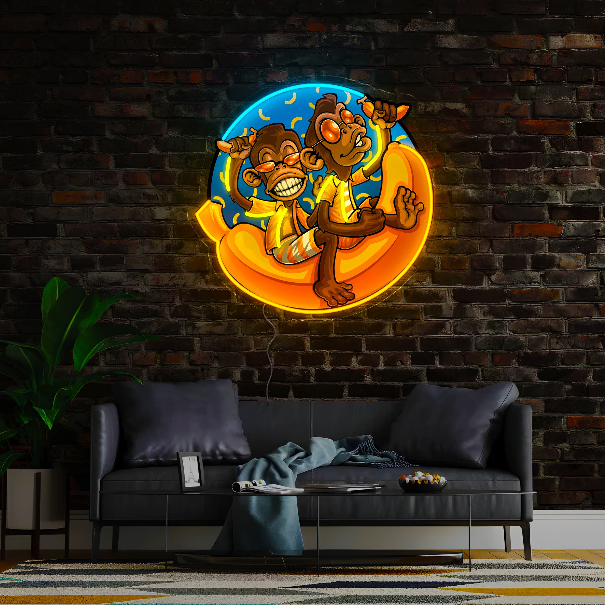 Funny Monkey Banana Artwork Led Neon Sign