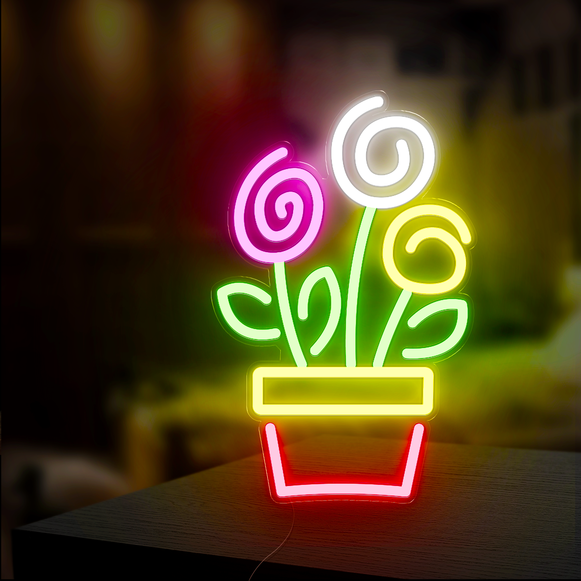 Flower Potted Led Neon Sign