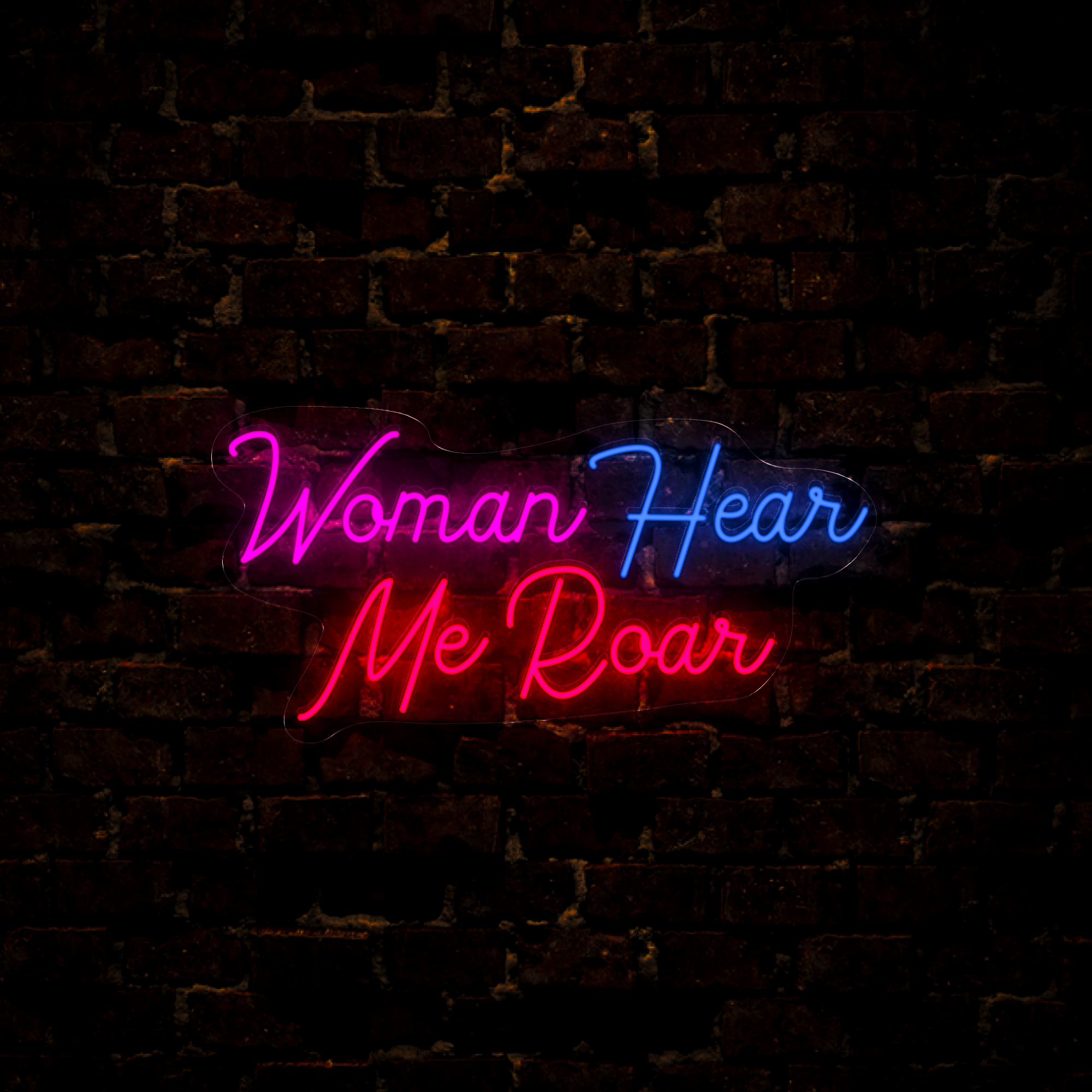 Woman Hear Me Roar Neon Sign