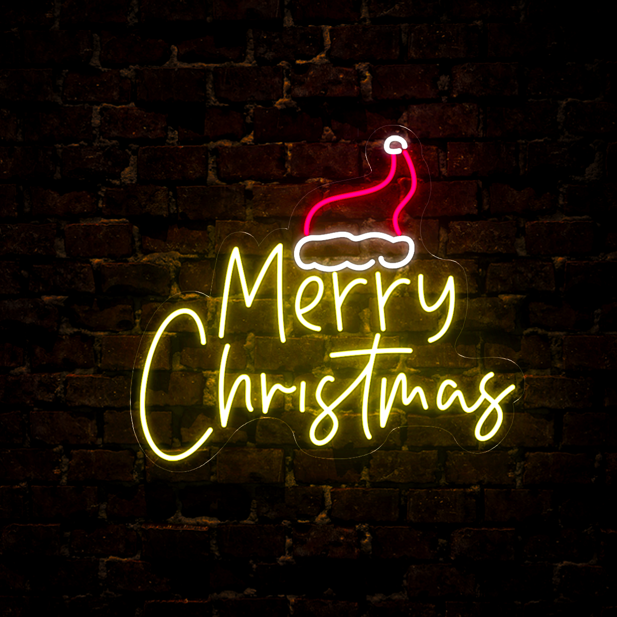 Merry Christmas with Santa Hat Led Neon Sign