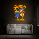 4th of July Party In The USA Artwork Neon Sign - Reels Custom
