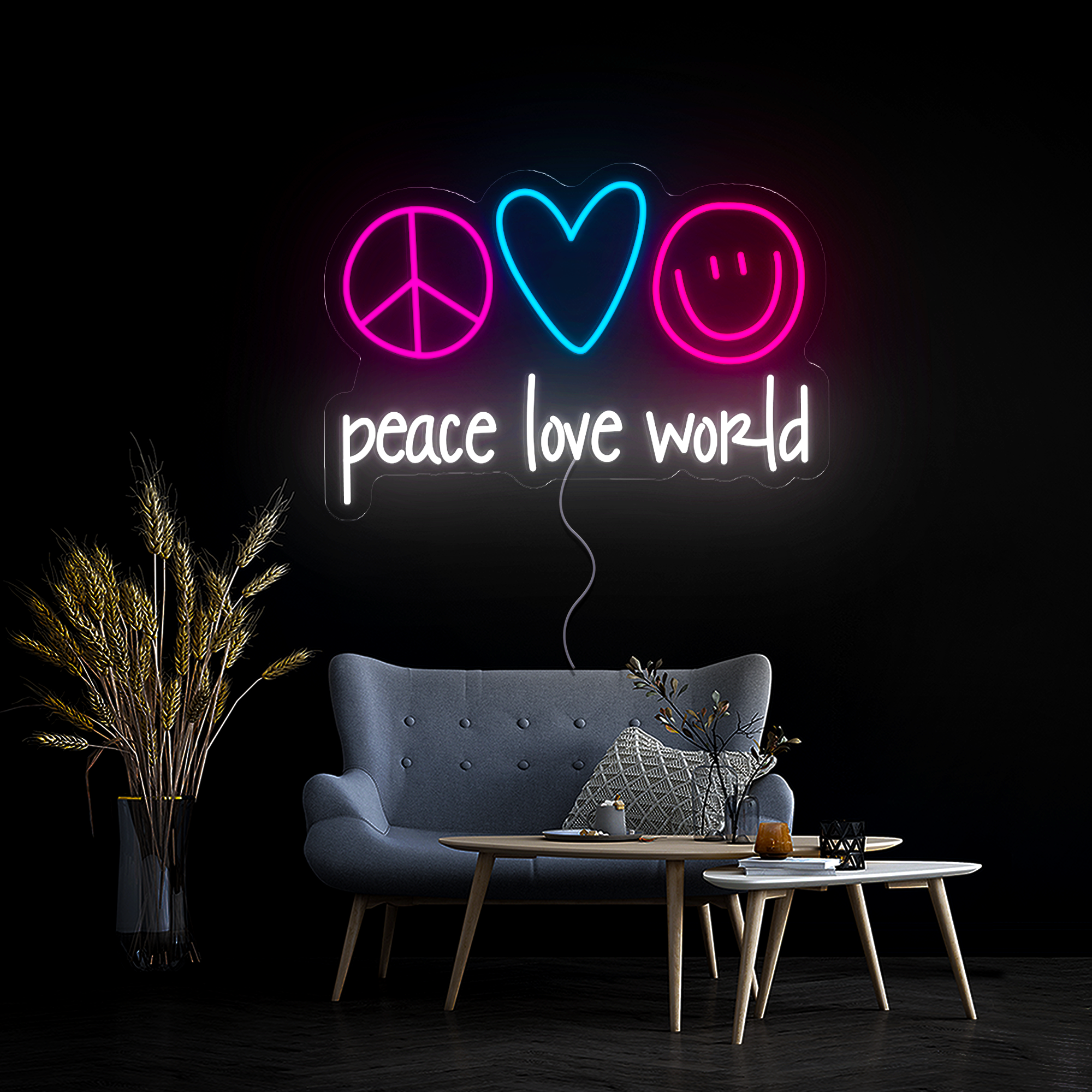 Peace Love World Led Neon Sign