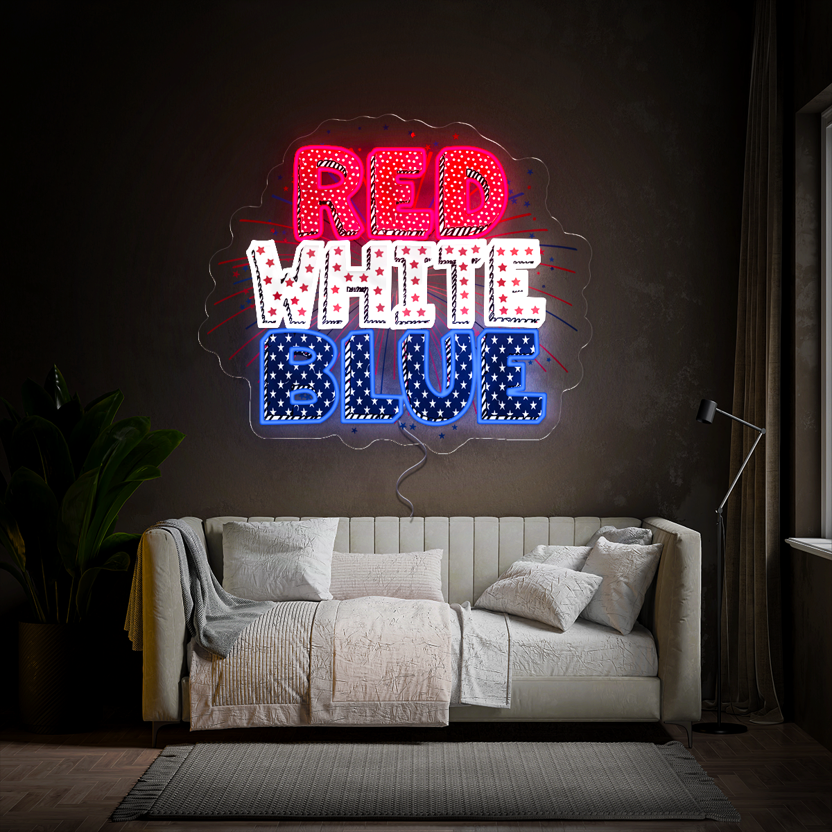 Red White Blue 4th of July Artwork Led Neon Sign