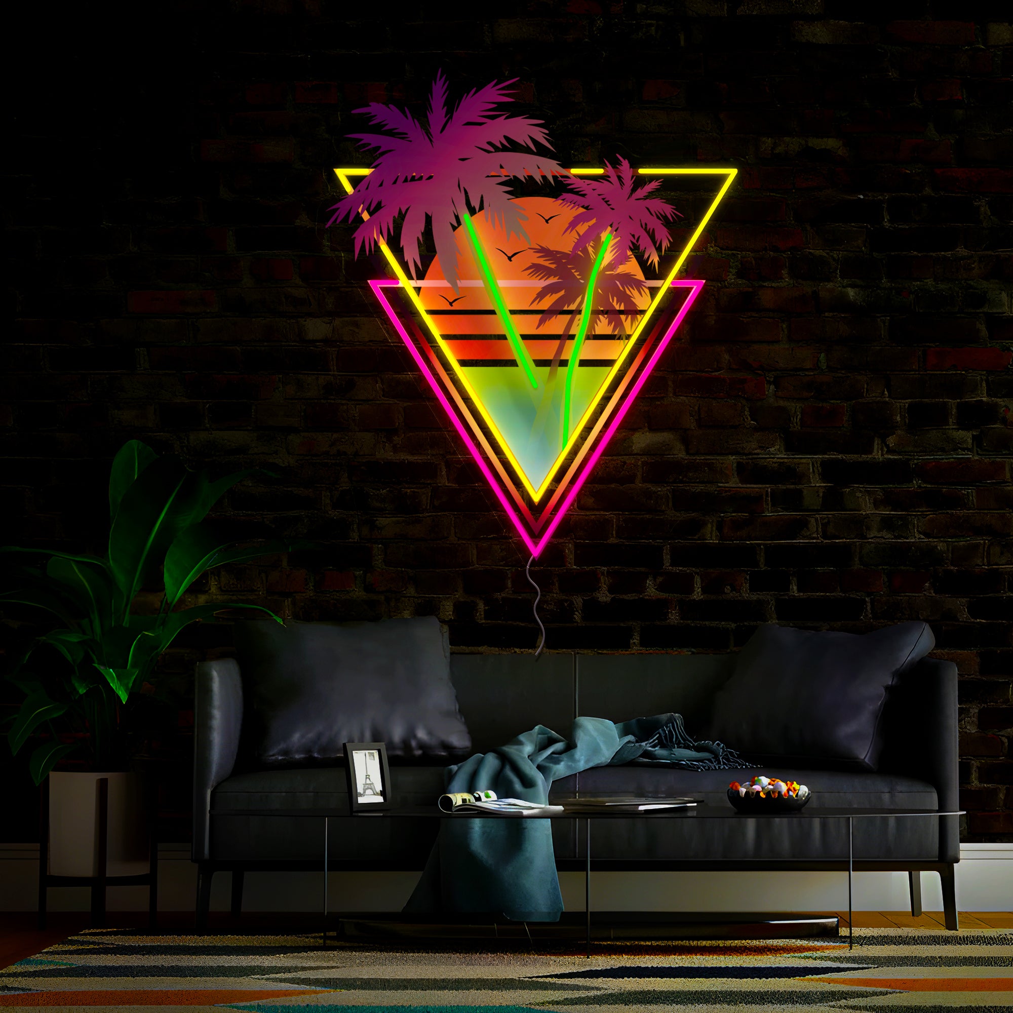 Palm Tree Beach Artwork Led Neon Sign