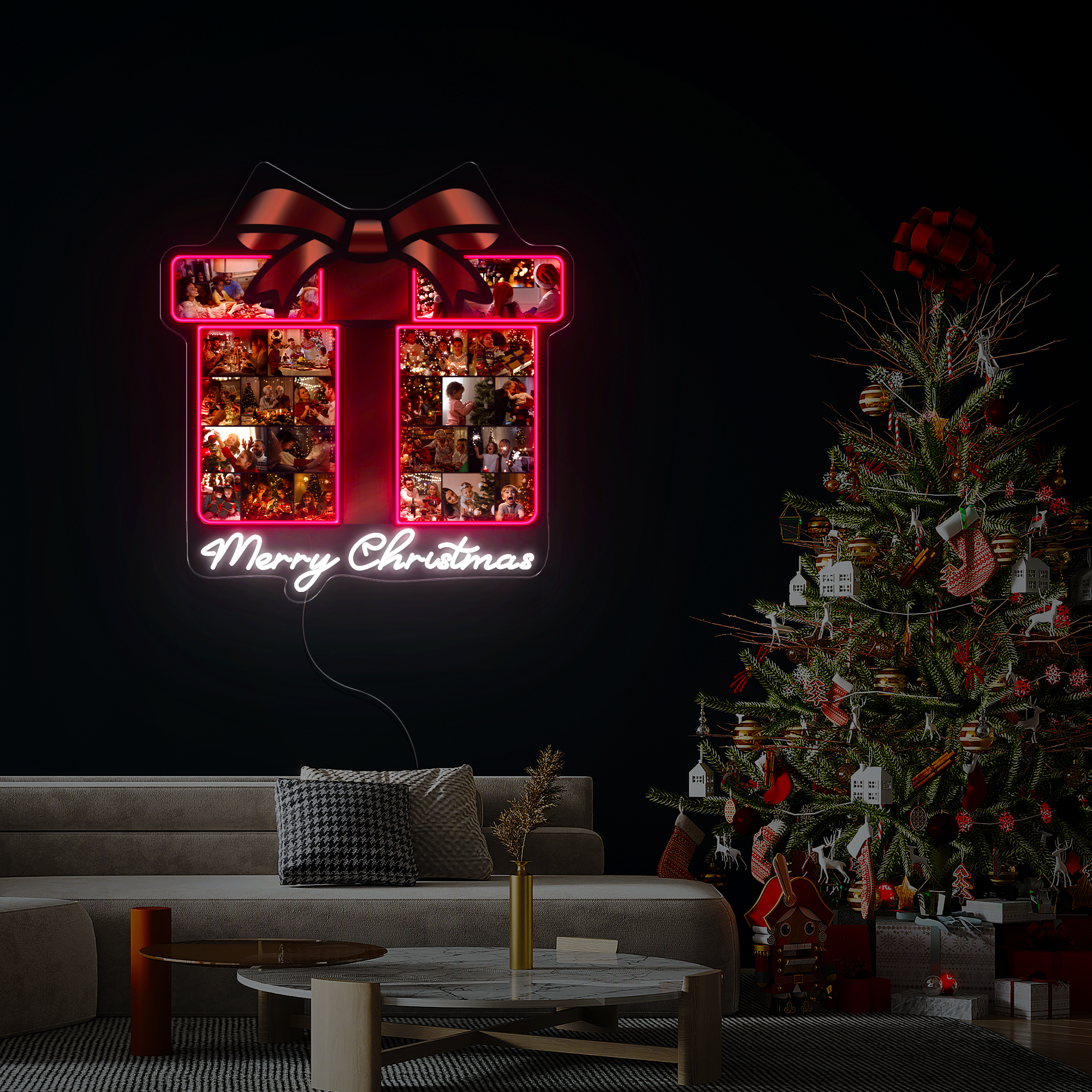Personalized Christmas Gift Box Artwork Neon Sign