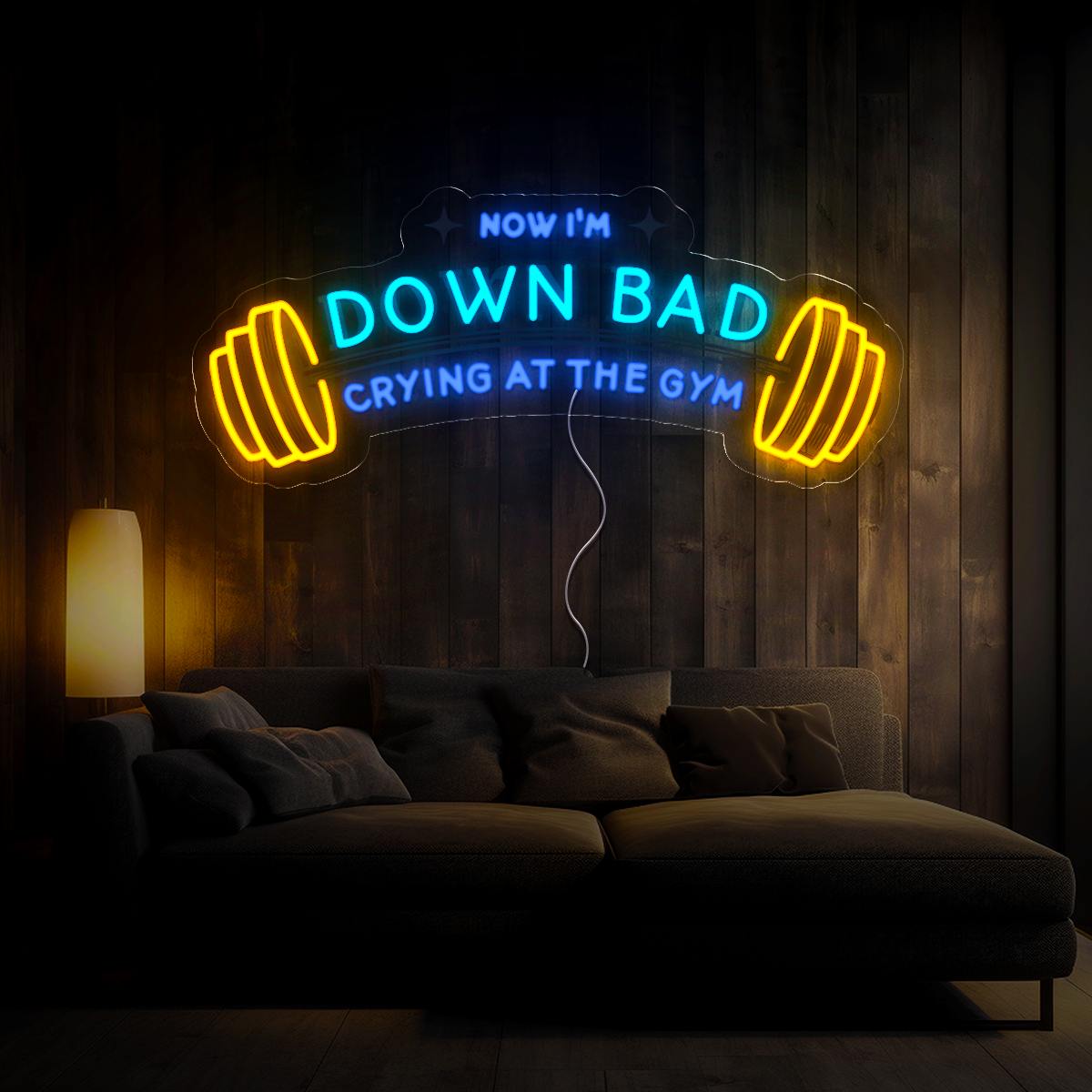 Now I'm Down Bad Crying At The Gym Artwork Led Neon Sign