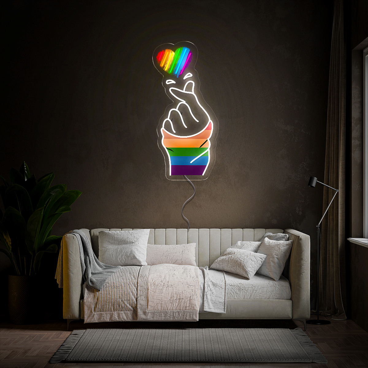 Finger Heart Pride Month Artwork Led Neon Sign