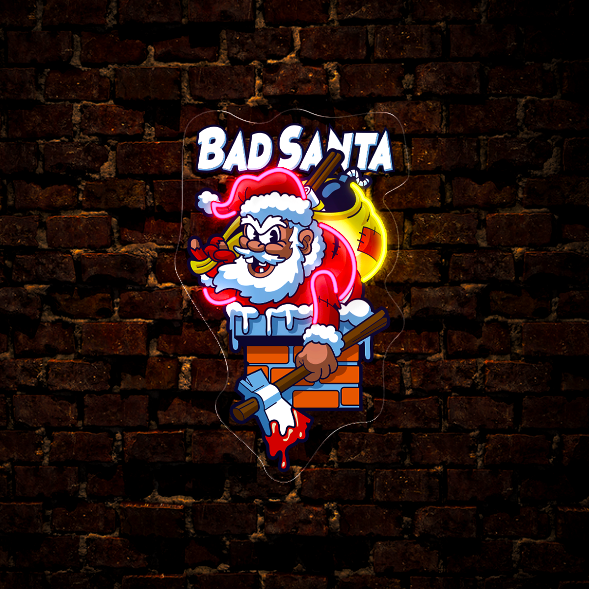 Bad Santa christmas Artwork Led Neon Sign