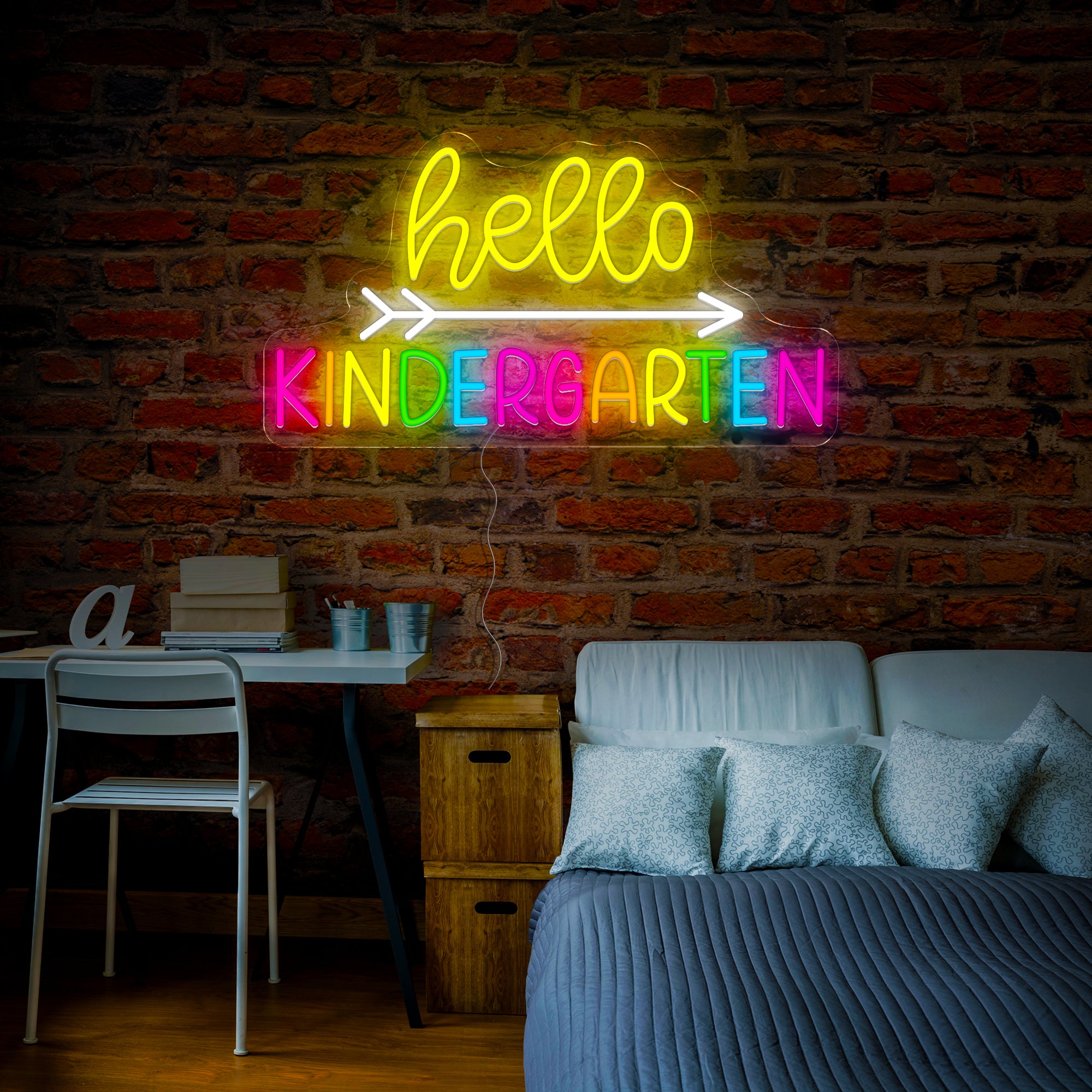 Hello Kindergarten Artwork Led Neon Sign