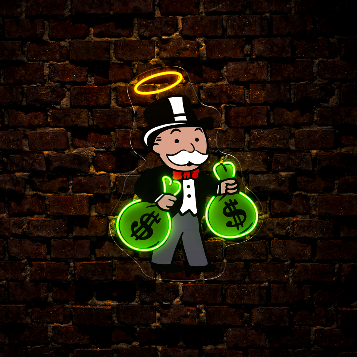 Monopoly Man Money Bag Artwork Led Neon Sign