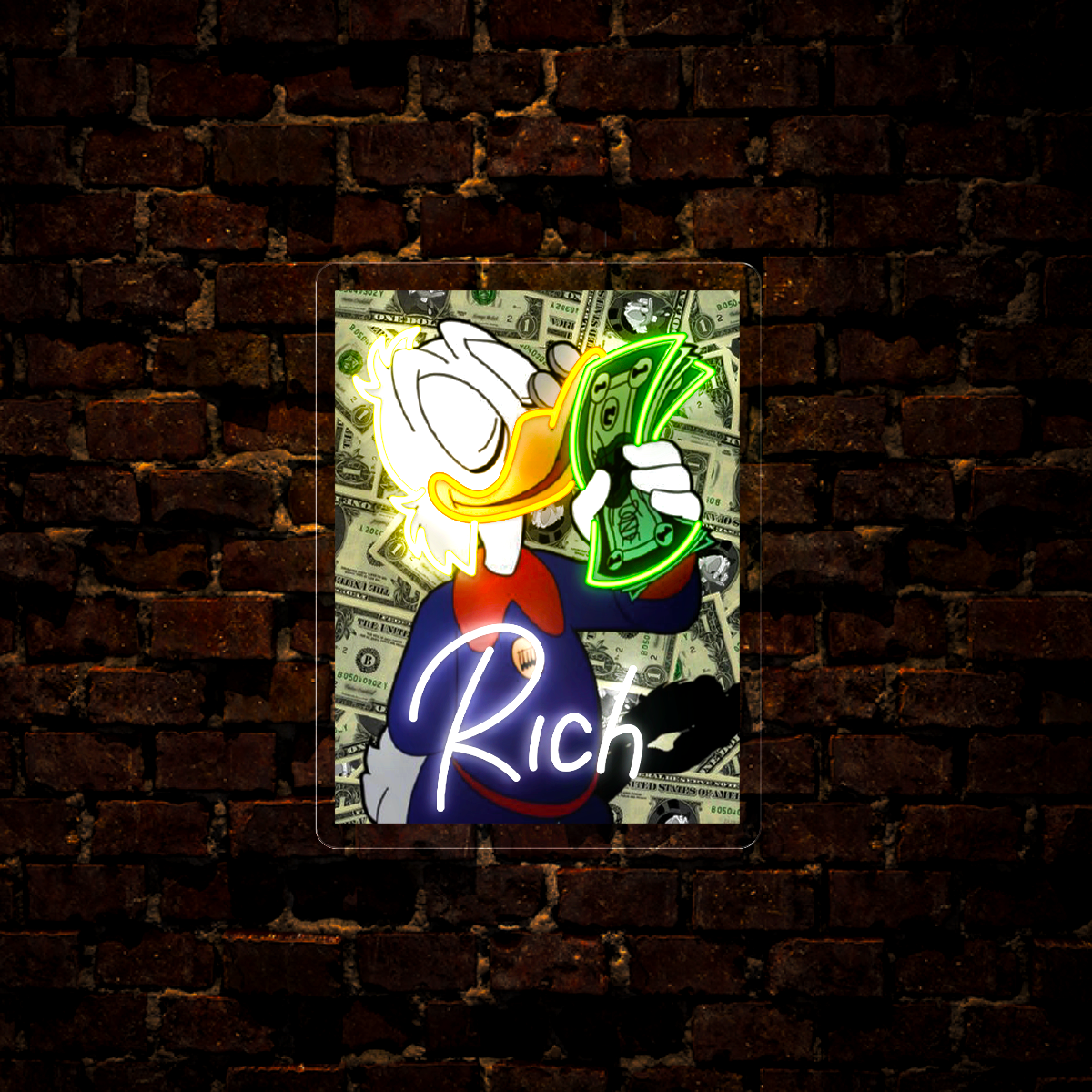 Rich Scrooge mcduck Artwork Led Neon Sign