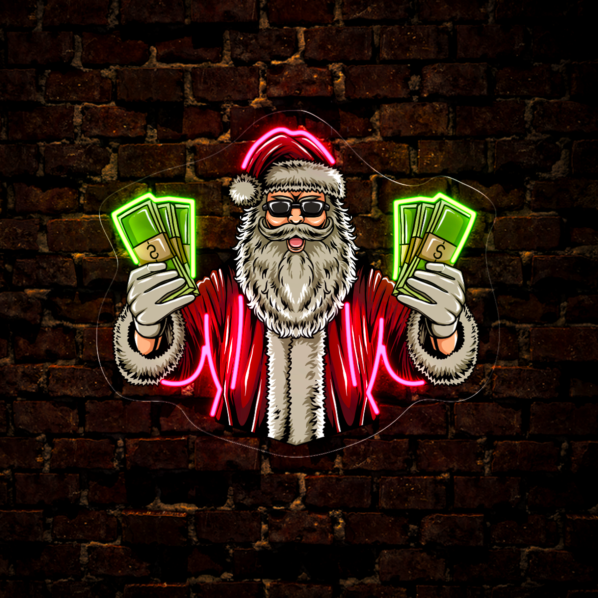 Santa Claus brought a lot of Money Artwork Neon Sign