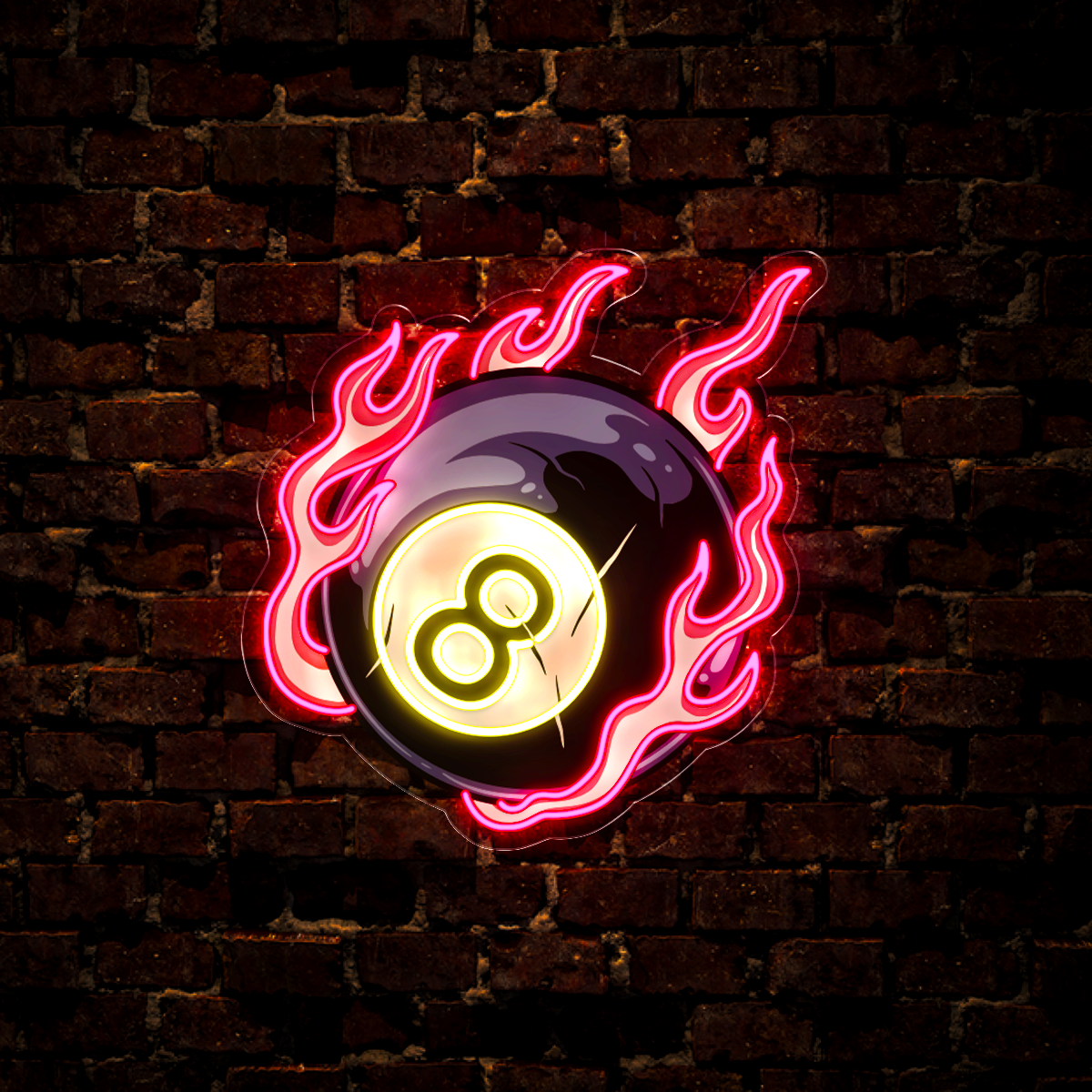 Billiards Ball Fire Artwork Led Neon Sign