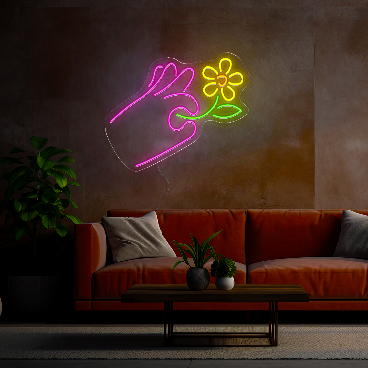 Hand Flower Led Neon Sign