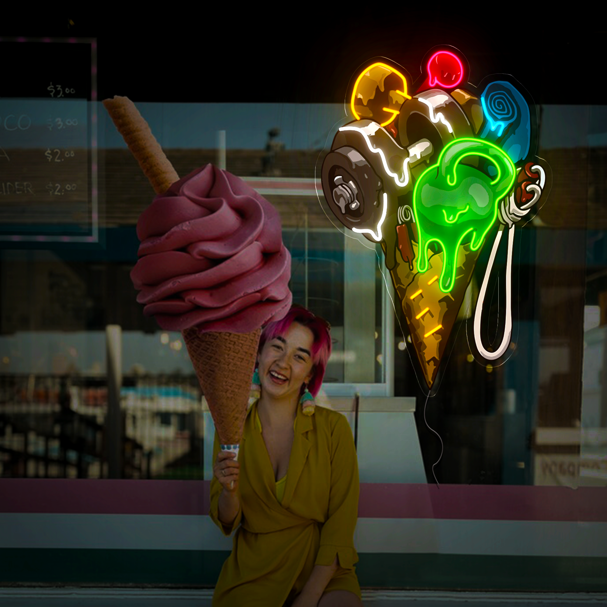 Dumbbells ice-cream Artwork Led Neon Sign