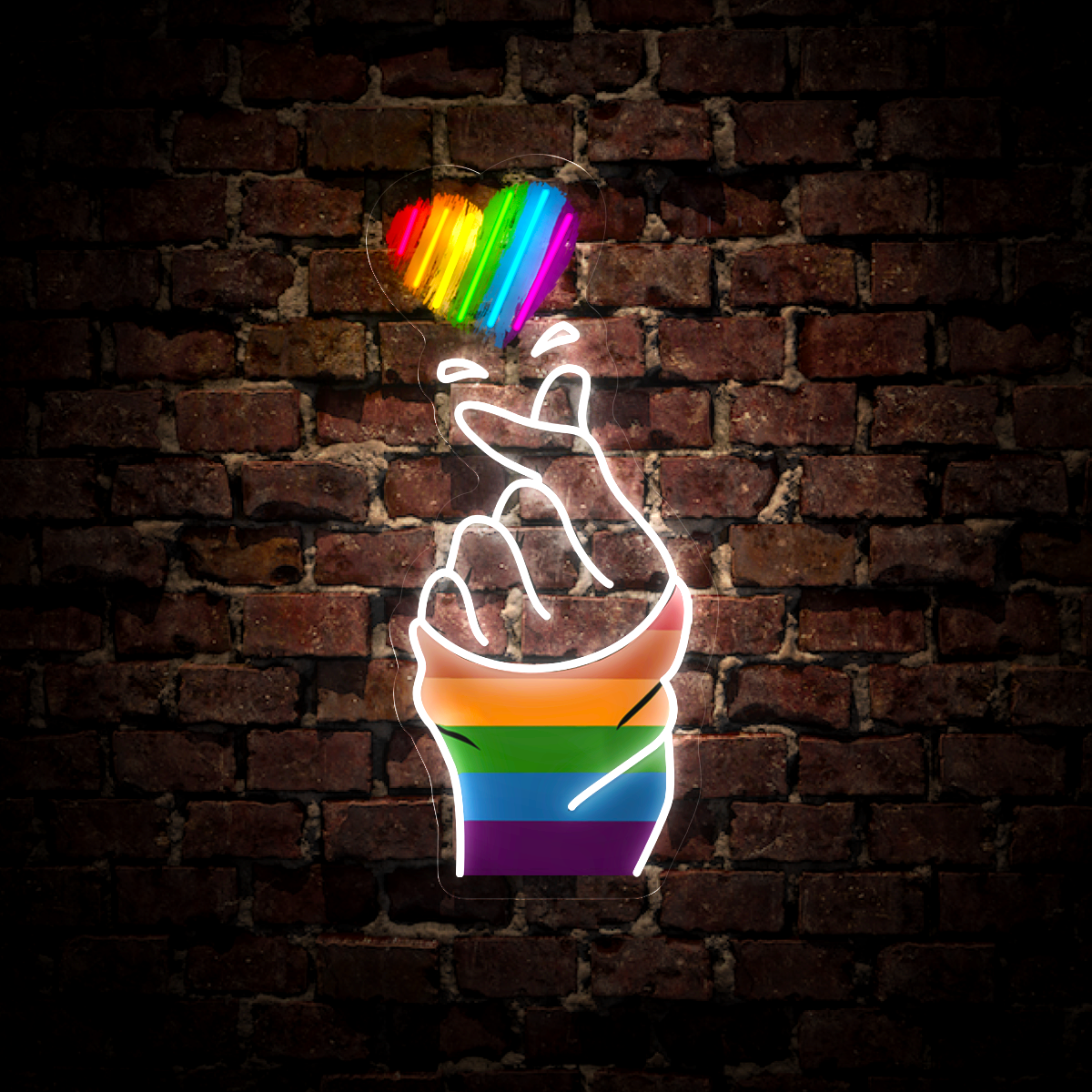 Finger Heart Pride Month Artwork Led Neon Sign