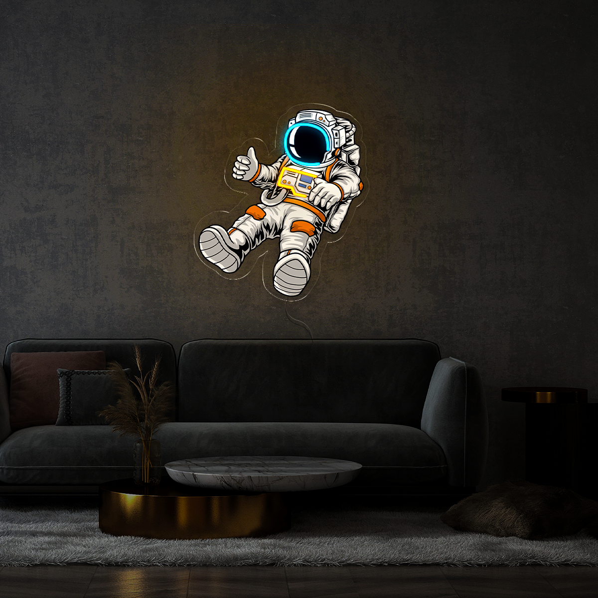 Rich Astronaut Floating With Money Artwork Led Neon Sign