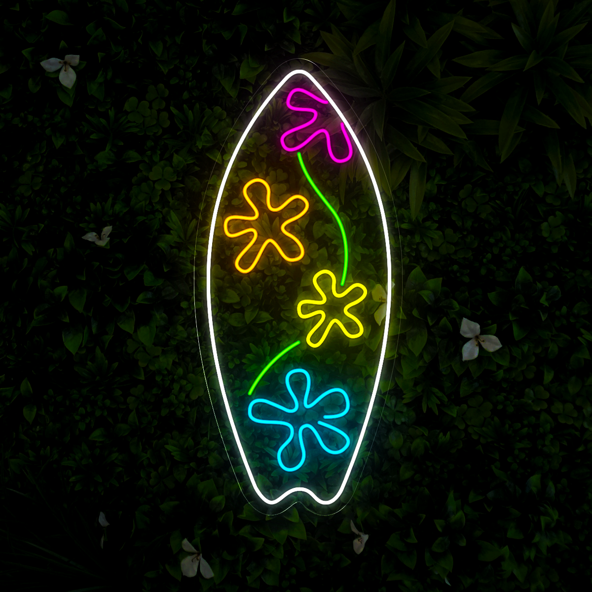 Hawaii Flower Surfboard Neon Sign