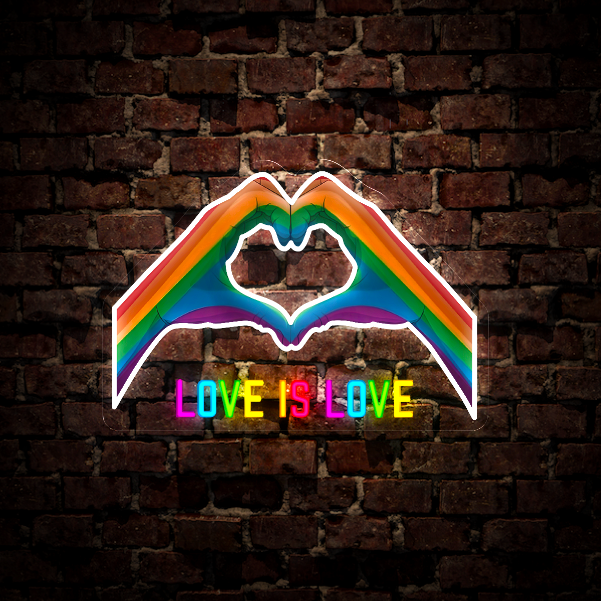 Love is Love with Hand Pride Month Artwork Led Neon Sign