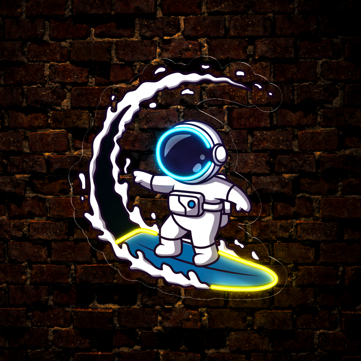 Astronaut Surfing on Space Wave Artwork Led Neon Sign