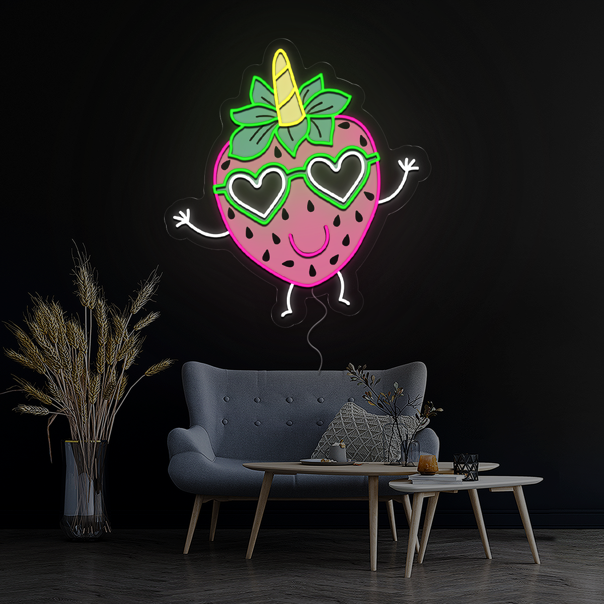 Strawberry Just Smile Artwork Led Neon Sign