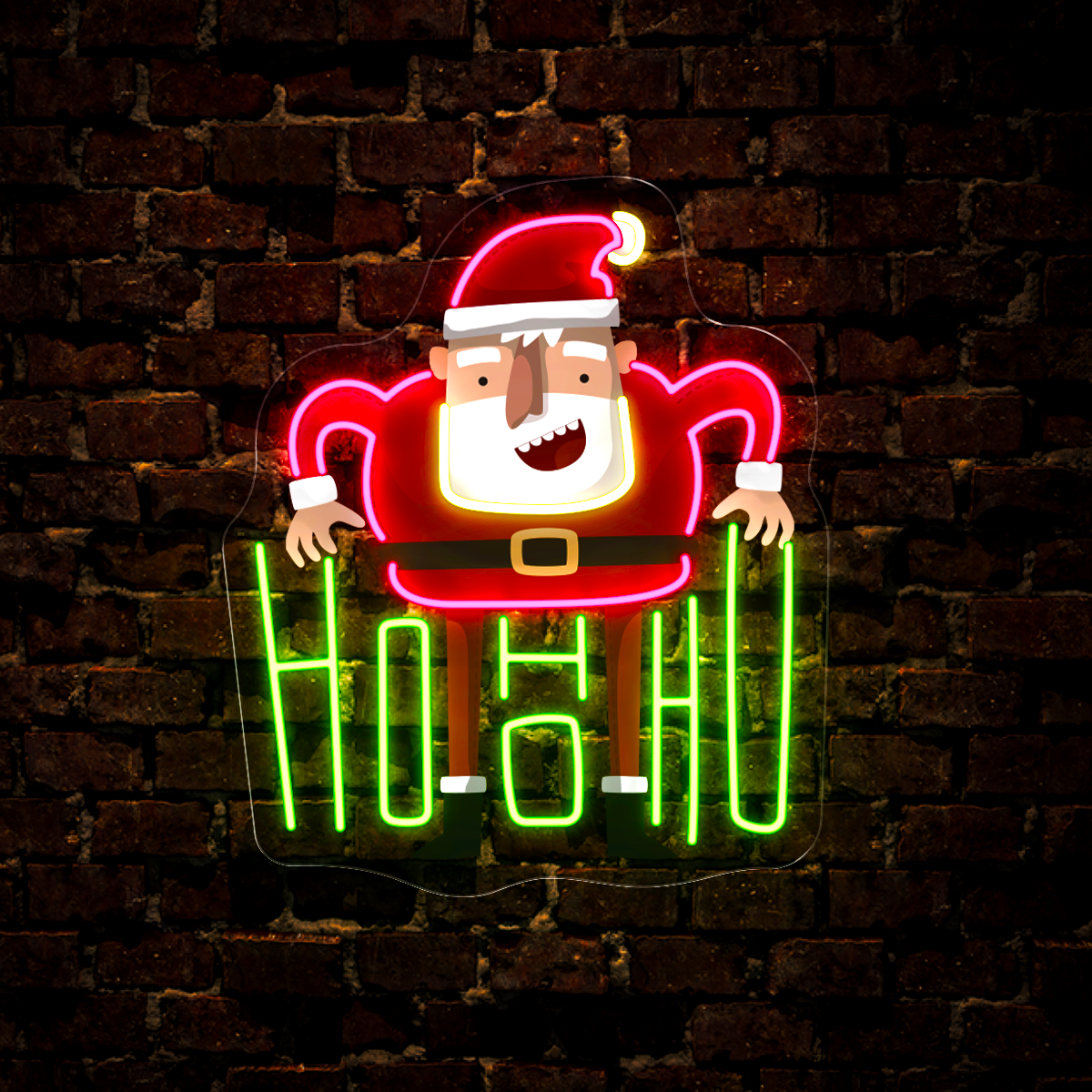 Christmas Character with HO HO HO Neon Sign