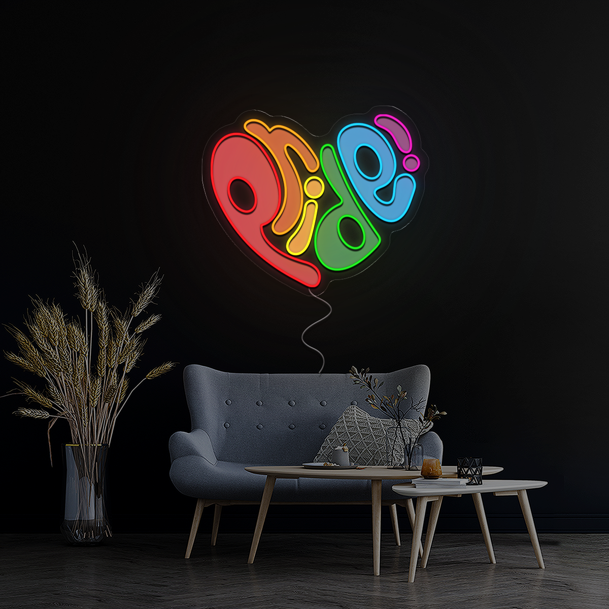 Word Pride In Heart Lgbtq Artwork Led Neon Sign