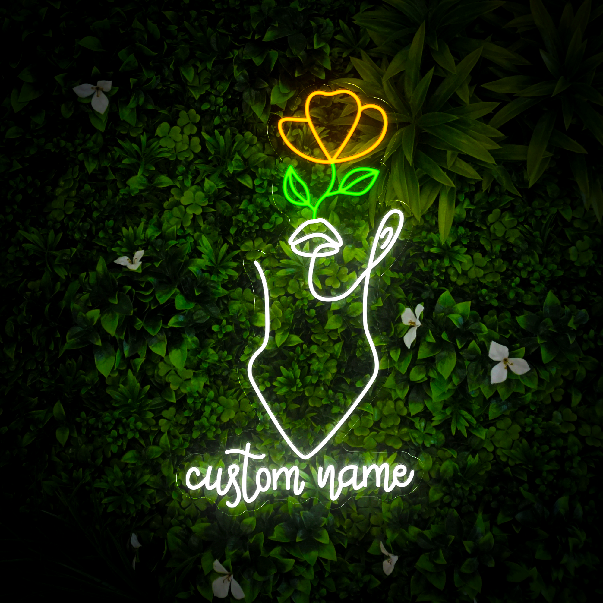 Peaceful Floral Woman Neon Sign