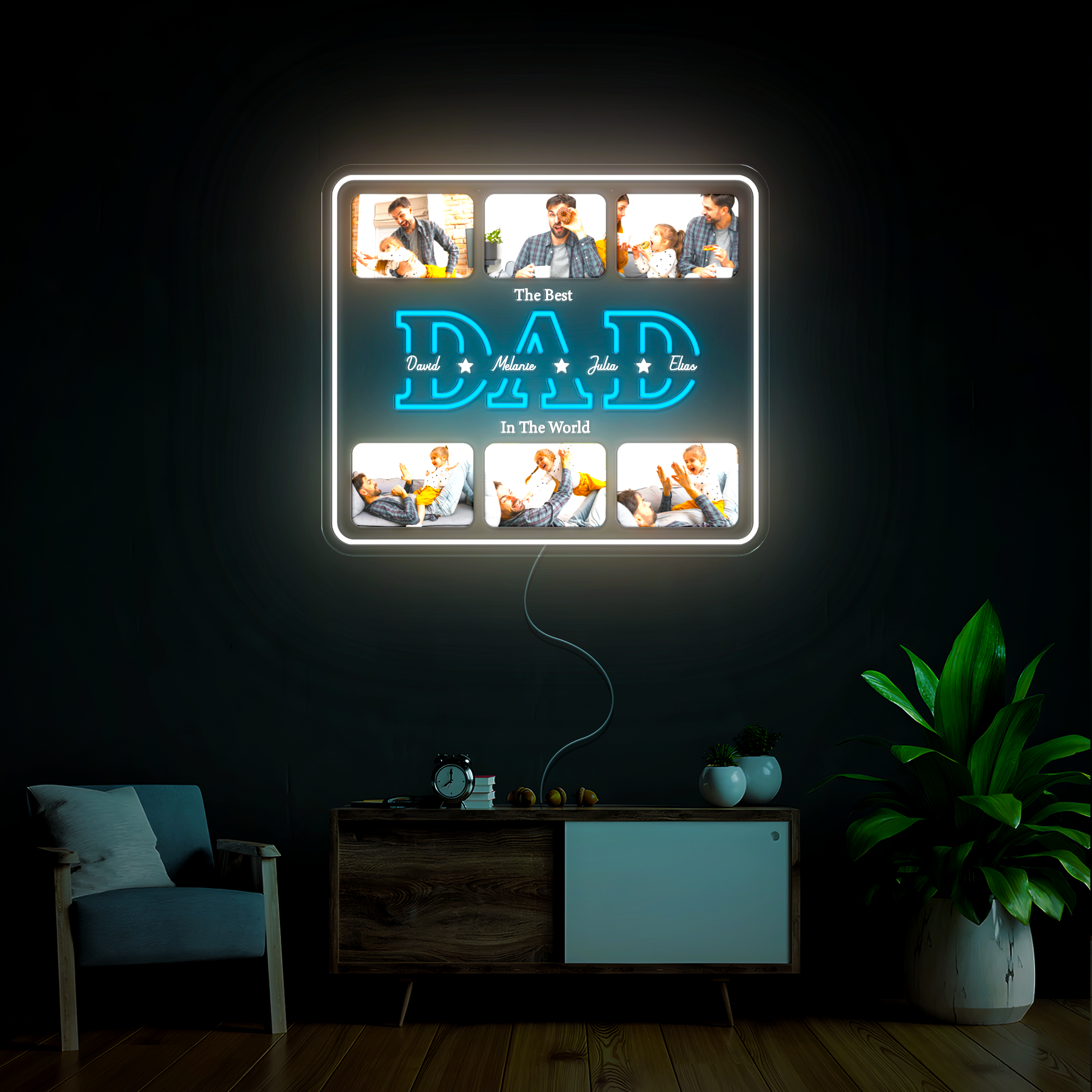Personalized Dad Photo Artwork Neon Sign