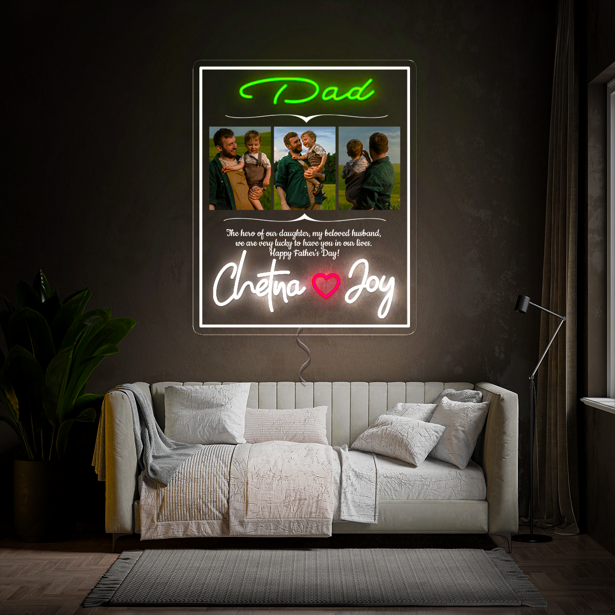 Personalized Dad Photo Collage Artwork Neon Sign
