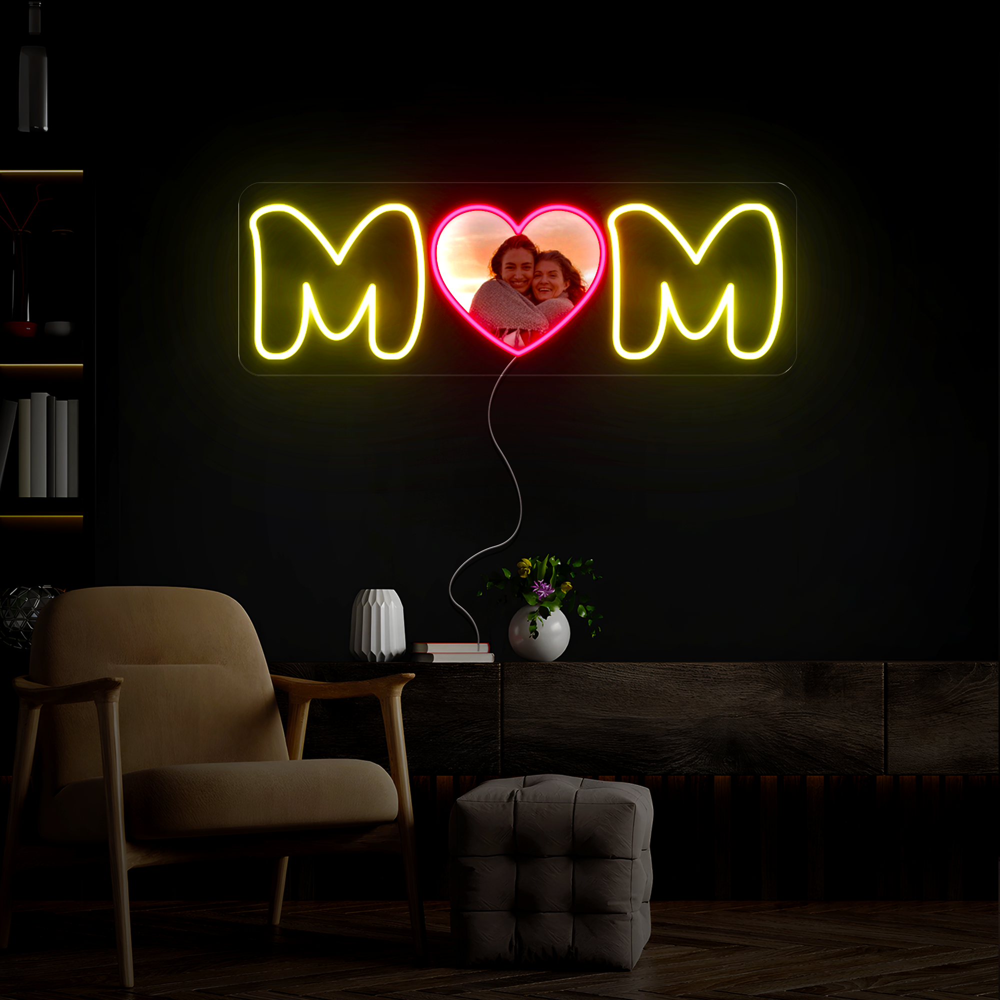 Personalized Mom Heart Artwork Neon Sign