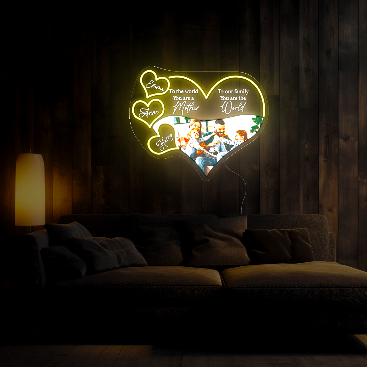 Personalized Mama Heart Artwork Neon Sign
