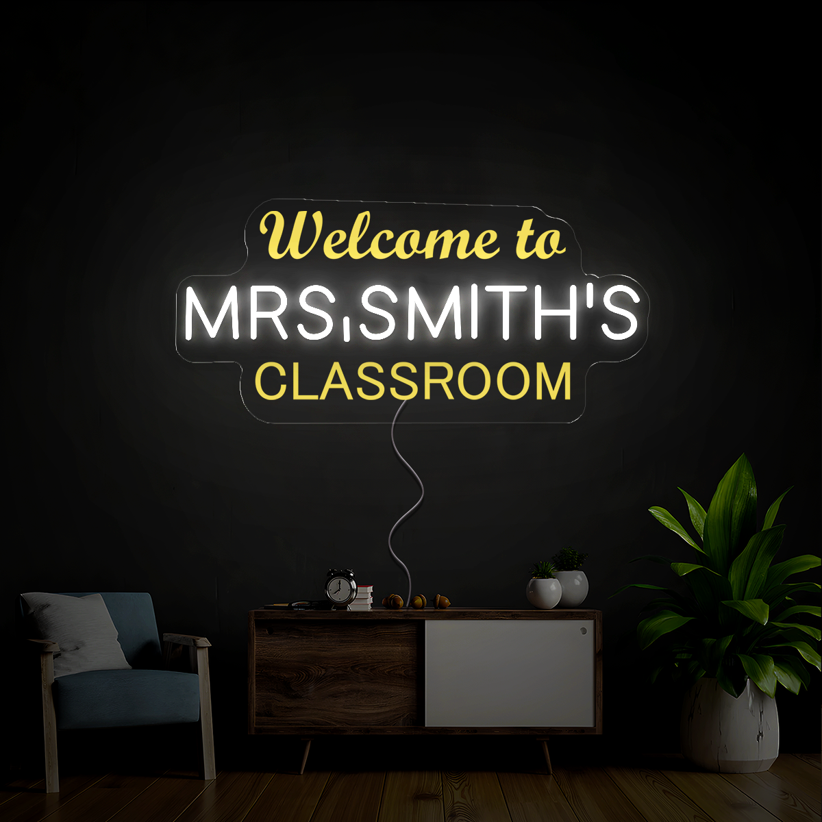 Personalized Teacher Name Welcome Neon Sign